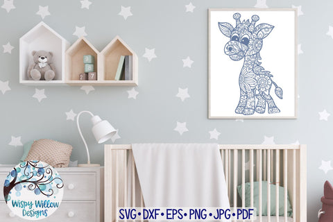 Giraffe Zentangle SVG SVG Wispy Willow Designs 