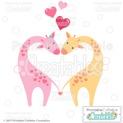 Giraffes in Love SVG Printable Cuttable Creatables 