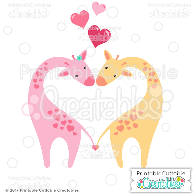 Giraffes in Love SVG Printable Cuttable Creatables 