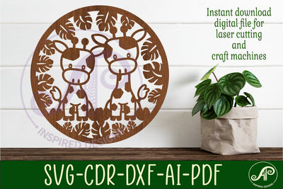 Giraffes wall art sign, SVG file. vector file SVG APInspireddesigns 