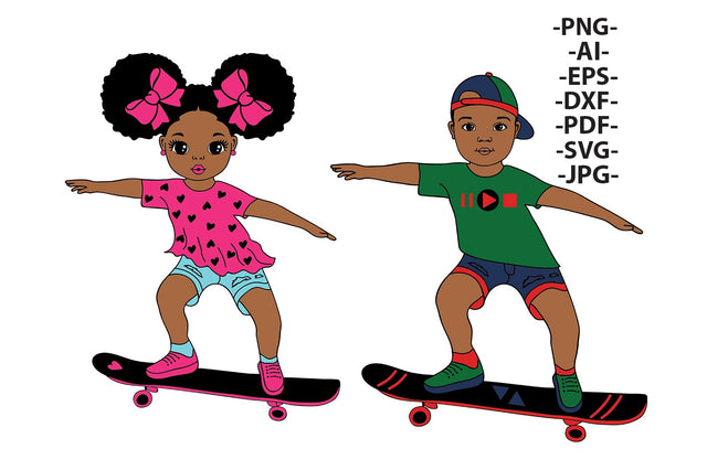 Girl And Boy Bundle Svg, Cute Girl And Boy Svg, Black Girl Svg, African American Clipart, Sweet Afro Boy, Black History, Svg Cut Files SVG 1uniqueminute 