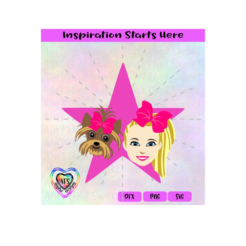 Girl and Her Dog On A Star - Transparent PNG, SVG, DXF - Silhouette, Cricut, Scan N Cut SVG Aint That Sweet 