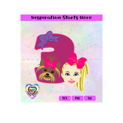 Girl and Her Dog with 3 and Bow | 3rd Birthday - Transparent PNG, SVG, DXF - Silhouette, Cricut, Scan N Cut SVG Aint That Sweet 