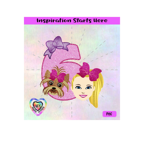 Girl and Her Dog with 6 and Bow | 6th Birthday - Transparent PNG, SVG, DXF - Silhouette, Cricut, Scan N Cut SVG Aint That Sweet 