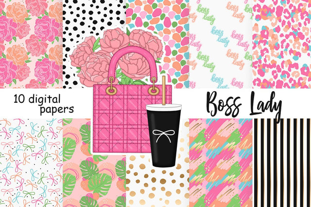 Girl Boss Digital Paper | Planner Girl Pattern Digital Pattern GlamArtZhanna 