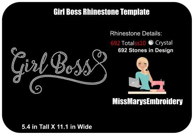 Girl Boss Rhinestone SVG MissMarysEmbroidery 