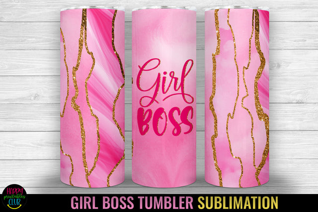 Girl Boss Tumbler Sublimation I 20 Oz Tumbler Wrap PNG Sublimation Happy Printables Club 