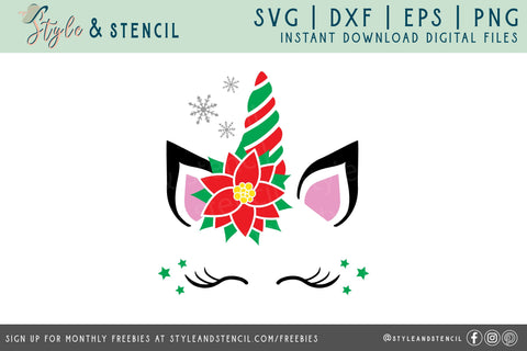 Girl Christmas SVG | Christmas | Christmas Unicorn SVG Style and Stencil 