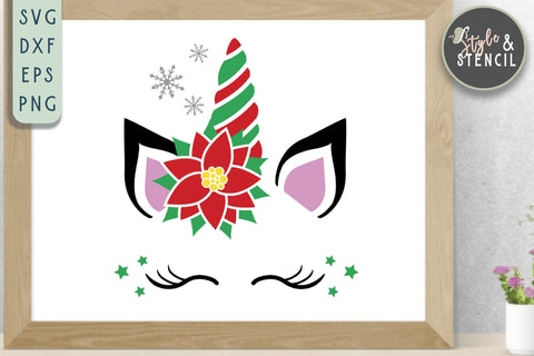 Girl Christmas SVG | Christmas | Christmas Unicorn SVG Style and Stencil 