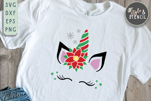 Girl Christmas SVG | Christmas | Christmas Unicorn SVG Style and Stencil 