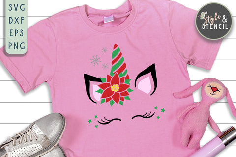 Girl Christmas SVG | Christmas | Christmas Unicorn SVG Style and Stencil 