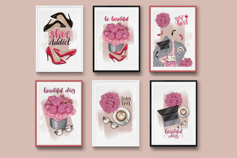 Girl clipart scene creator. posters, cards, pattern, quotes Sublimation Yustaf Art Store 