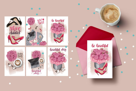 Girl clipart scene creator. posters, cards, pattern, quotes Sublimation Yustaf Art Store 