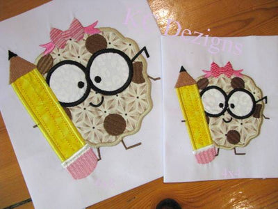 Girl Cookie With Pencil Embroidery/Applique DESIGNS KC Dezigns 