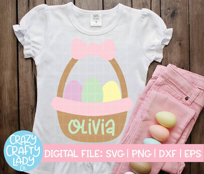 Girl Easter Basket | Easter SVG Cut File SVG Crazy Crafty Lady Co. 