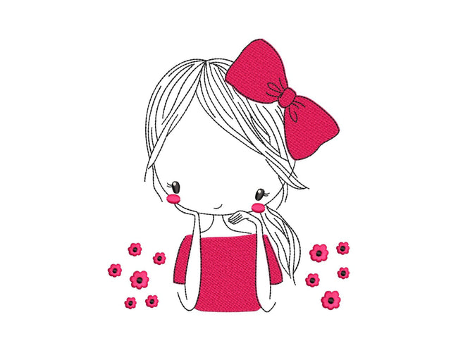 Girl Embroidery Design, 5 sizes, Instant download Embroidery/Applique DESIGNS Nino Nadaraia 
