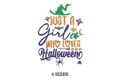 Girl Embroidery, Halloween Embroidery, Halloween Lover Embroidery/Applique DESIGNS SVG Digital Designer 