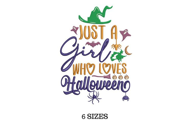 Girl Embroidery, Halloween Embroidery, Halloween Lover Embroidery/Applique DESIGNS SVG Digital Designer 