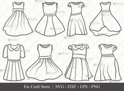 Girl Frock SVG, Frock Outline, Baby Frock Svg, Frock Svg, Baby Dress Svg, Girl Dress Svg, Dress Svg, Designer Dress Svg, Girl Frock Bundle SVG ETC Craft 