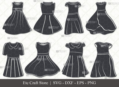 Girl Frock SVG, Frock Silhouette, Baby Frock Svg, Frock Svg, Baby Dress Svg, Girl Dress Svg, Dress Svg, Designer Dress Svg, Girl Frock Bundle SVG ETC Craft 