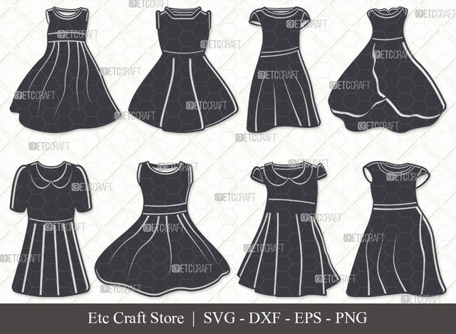 Girl Frock SVG, Frock Silhouette, Baby Frock Svg, Frock Svg, Baby Dress Svg, Girl Dress Svg, Dress Svg, Designer Dress Svg, Girl Frock Bundle SVG ETC Craft 