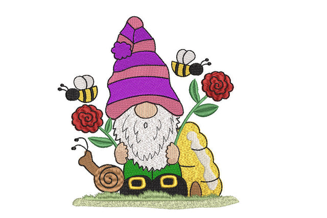 Girl Gnome with 2 roses Machine Embroidery Design Embroidery/Applique DESIGNS Angie 