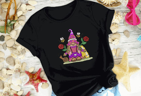 Girl Gnome with 2 roses Machine Embroidery Design Embroidery/Applique DESIGNS Angie 