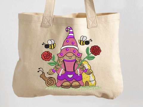 Girl Gnome with 2 roses Machine Embroidery Design Embroidery/Applique DESIGNS Angie 