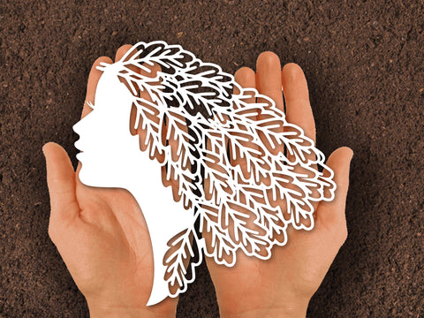 Girl Hair Leaf Paper cut SVG Johan Ru designs 