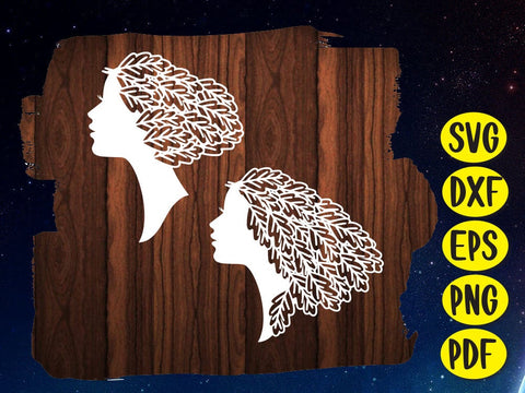 Girl Hair Leaf Paper cut SVG Johan Ru designs 