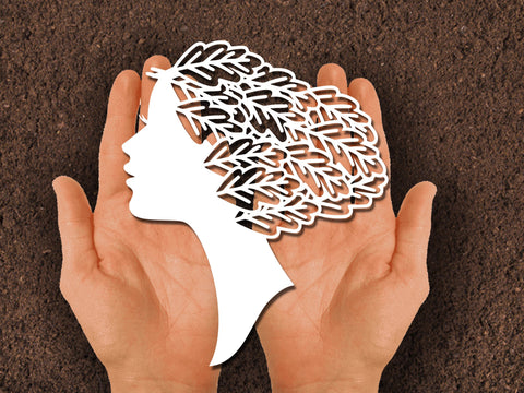 Girl Hair Leaf Paper cut SVG Johan Ru designs 