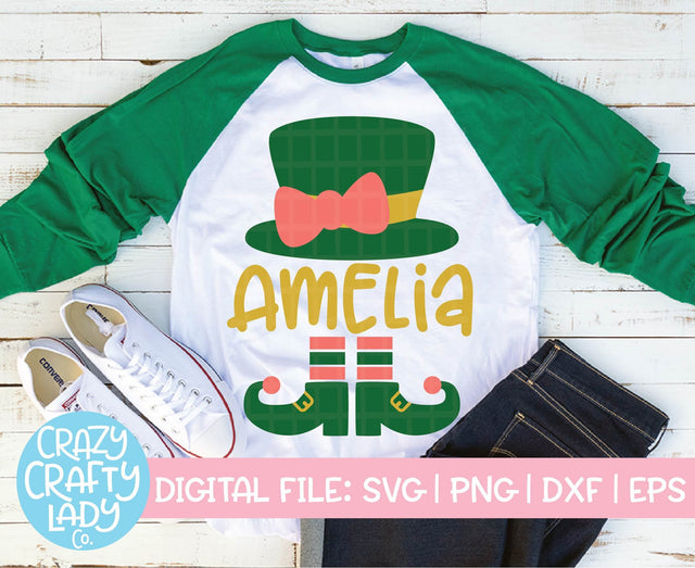 Girl Leprechaun Hat & Shoes Monogram Frame SVG Crazy Crafty Lady Co. 