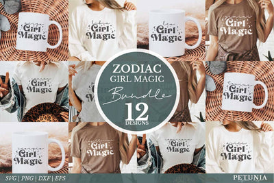 Girl Magic Zodiac SVG Bundle | Zodiac Sign SVG Bundle SVG Petunia Digital Design 