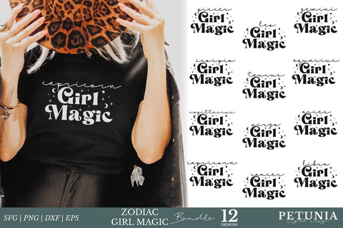 Girl Magic Zodiac SVG Bundle | Zodiac Sign SVG Bundle SVG Petunia Digital Design 