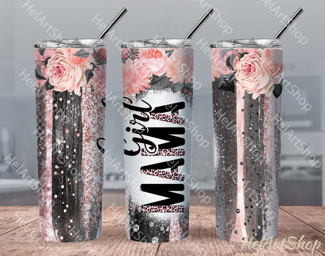 Girl Mama Tumbler PNG Sublimation, Floral SKINNY TUMBLER 20 Sublimation _HelArtShop_ 