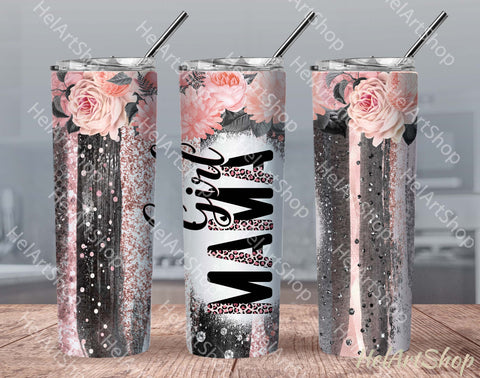 Girl Mama Tumbler PNG Sublimation, Floral SKINNY TUMBLER 20 Sublimation _HelArtShop_ 
