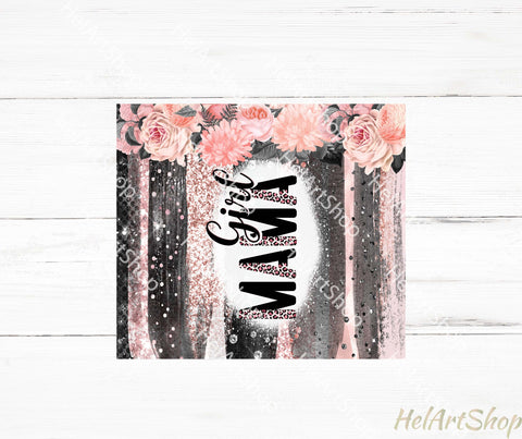Girl Mama Tumbler PNG Sublimation, Floral SKINNY TUMBLER 20 Sublimation _HelArtShop_ 