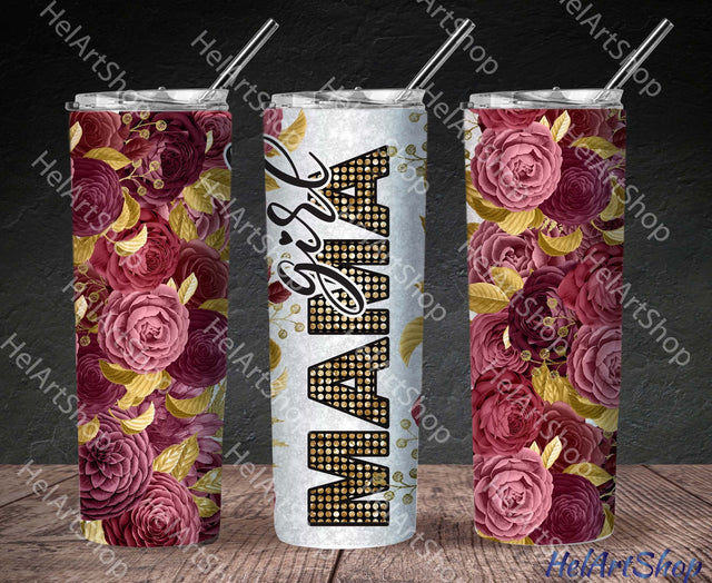 Girl Mama Tumbler PNG Sublimation, Floral SKINNY TUMBLER 20oz Sublimation _HelArtShop_ 