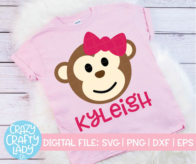 Girl Monkey | Jungle Animal SVG Cut File SVG Crazy Crafty Lady Co. 