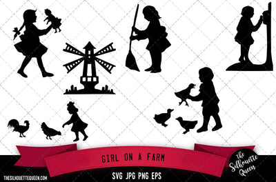 Girl on a Farm SVG -Vector Art Commercial & Personal Use- Cricut,Silhouette,Cameo,Vinyl Cut SVG Loveleen Kaur 