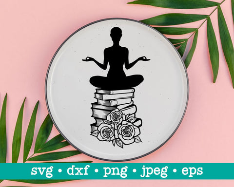 Girl on books svg, Book reading svg, Book meditation svg, Reading svg, Book lover svg, Book quotes svg, Library svg, Book reader svg SVG MAKStudion 