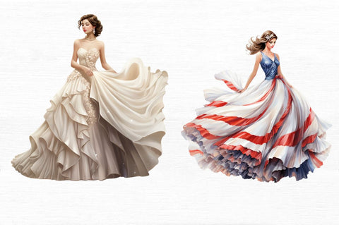 Girl Pearl Prom Dress Flag Clipart Bundle Sublimation Regulrcrative 