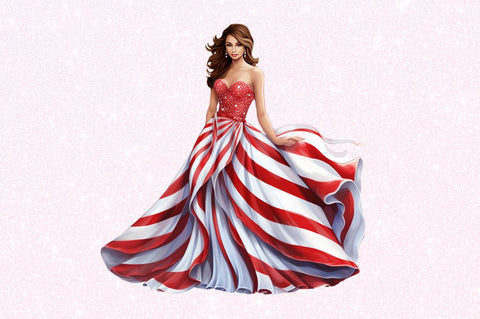 Girl Pearl Prom Dress Flag Clipart Bundle Sublimation Regulrcrative 