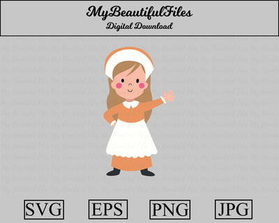 girl pilgrim - thanksgiving SVG MyBeautifulFiles 