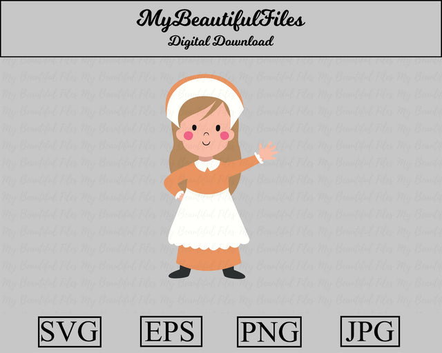 girl pilgrim - thanksgiving SVG MyBeautifulFiles 