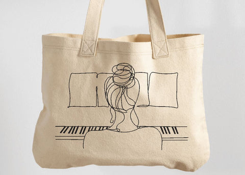 Girl playing Piano One Line Minimalist Machine Embroidery Design Embroidery/Applique DESIGNS Angie 