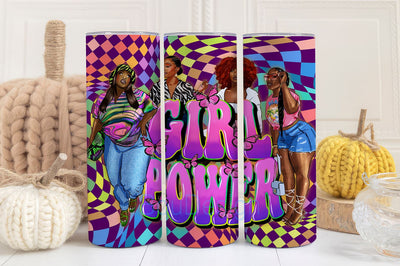 Girl power 20oz skinny tumbler png, afro women png, african american png, black thick women png, sublimate designs download Sublimation BouDesign 