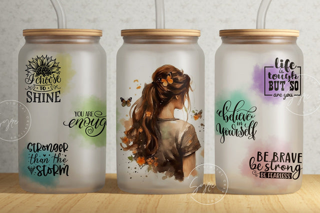 Girl Power Motivation Tumbler, I Am The Storm Glass Can Wrap, 16 oz Libbey Glass Can Tumbler, Sublimation Design, Feminist Tumbler Png Sublimation Syre Digital Creations 