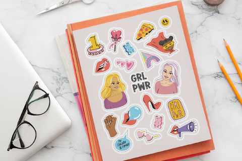 Girl Power Printable PNG Stickers | Women Equality Bundle Sublimation OrangeBrushStudio 