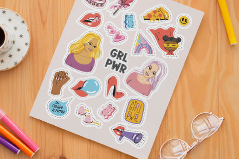Girl Power Printable PNG Stickers | Women Equality Bundle Sublimation OrangeBrushStudio 